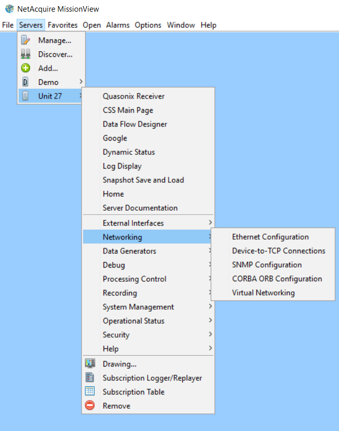 networking menu